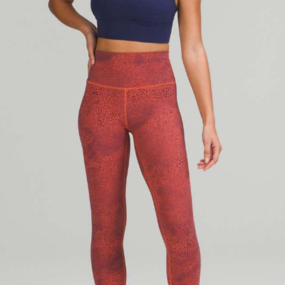 Lululemon Wunder Train High-Rise Tight 28" Crackle Glaze Vintage Orange Larkspur